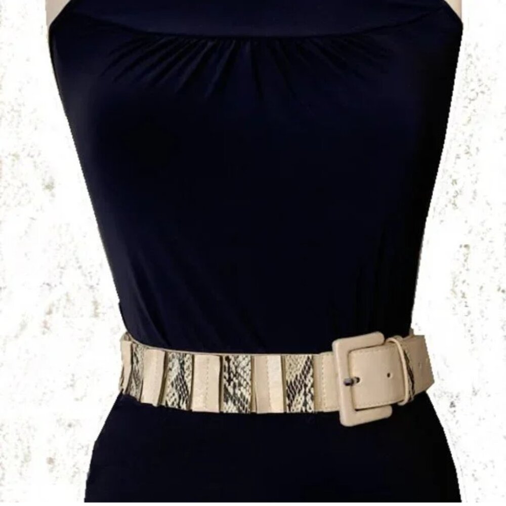 Kohls Leather & Snake Print Elastic Belt